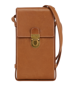 Phone Holder Crossbody, Leather, Tan, 0421, DB, 2*